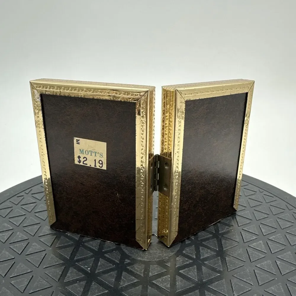 Vintage Bi-Fold Mini Brass Picture Frame For 2.5.x3 .5 in
